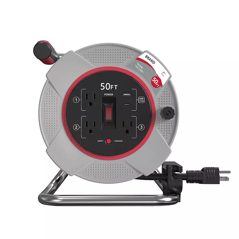 3 gniazda USB2.4a Plastikowy bęben na przewód 50 stóp z zabezpieczeniem przed przeciążeniem 3 gniazda USB2.4a Plastikowy bęben na przewód 50 stóp z zabezpieczeniem przed przeciążeniem