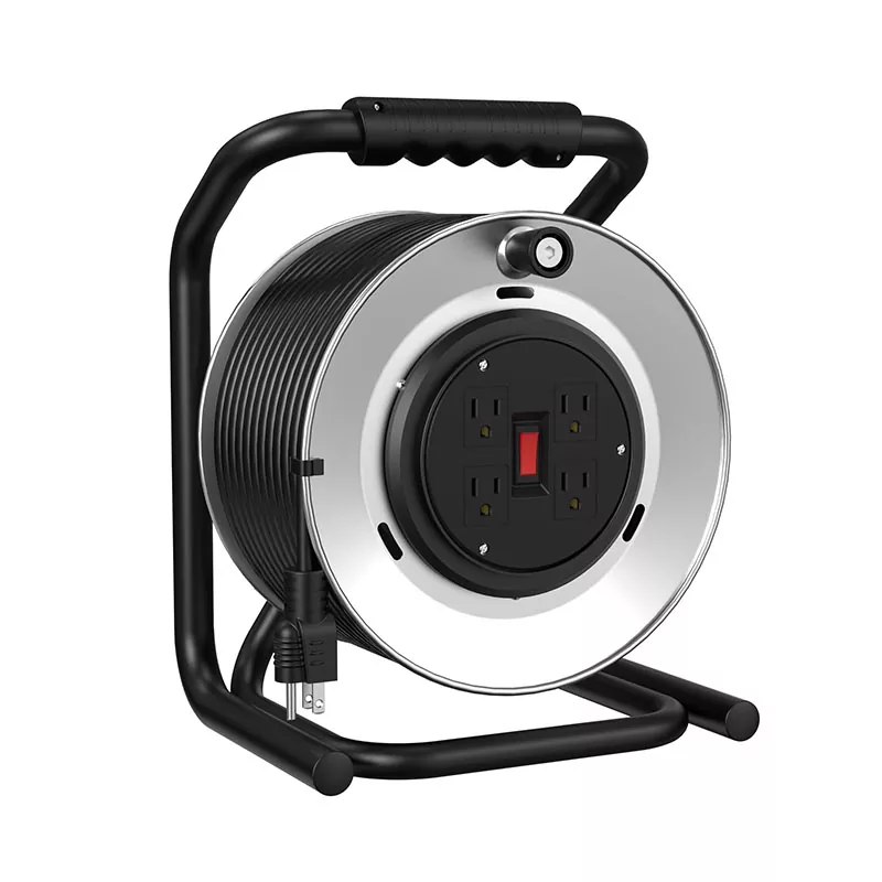 Metalowy bęben na przewód z 4 gniazdami, 120 stóp Metalowy bęben na przewód z 4 gniazdami, 120 stóp