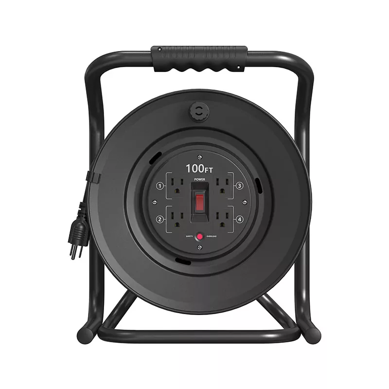 Plastikowy bęben na przewód z 4 gniazdami, 100 stóp Plastikowy bęben na przewód z 4 gniazdami, 100 stóp